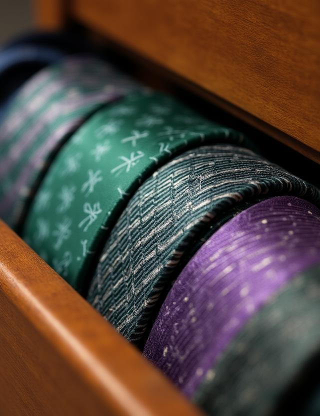 Kolekcja jedwabnych krawatów i dodatków